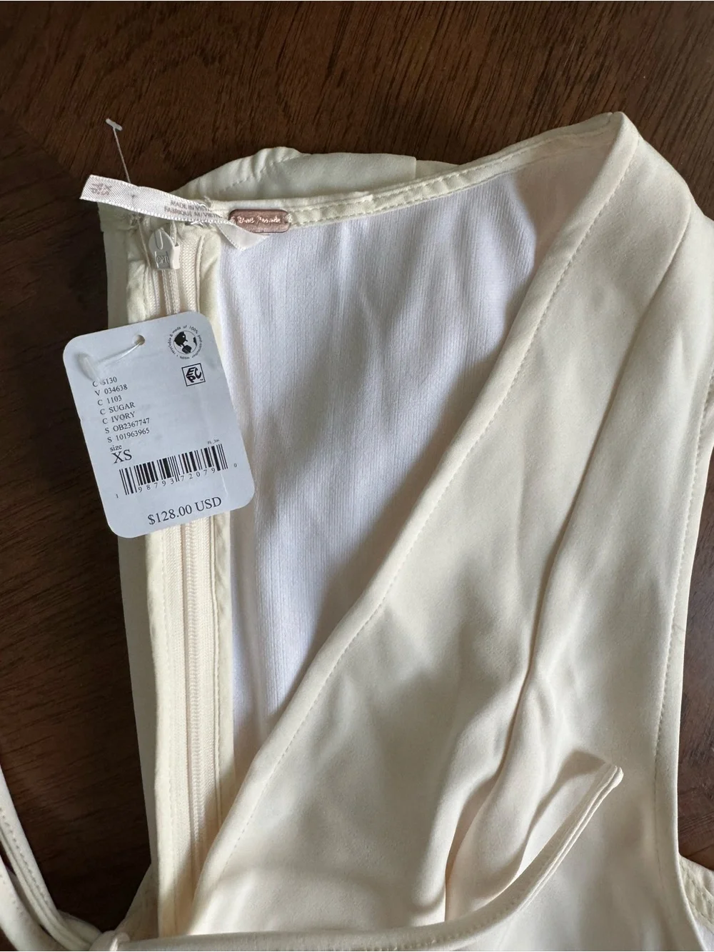 NWT Free People Jace Ivory Tie-Front Short Romper Dress XS-S (see measurements)